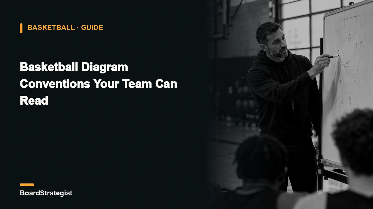 AI-generated fictional tactical-board illustration for a guide to readable team diagrams.