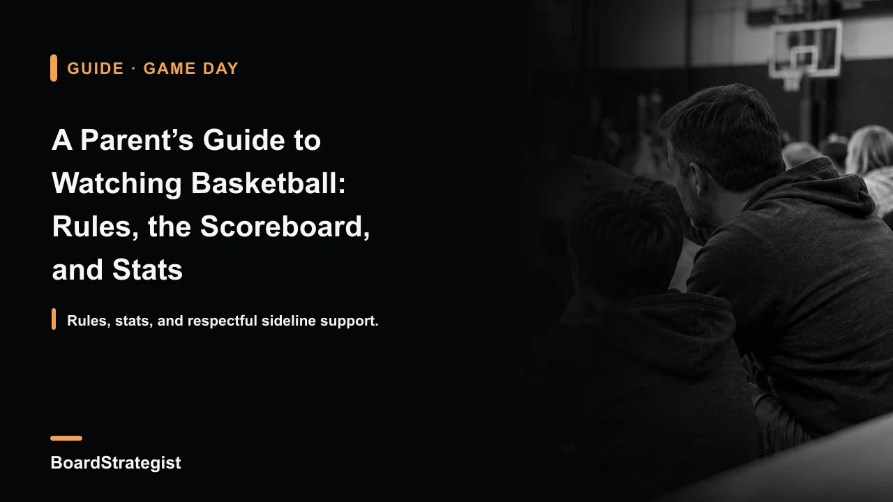 AI-generated cover photo of a family watching a fictional basketball game.