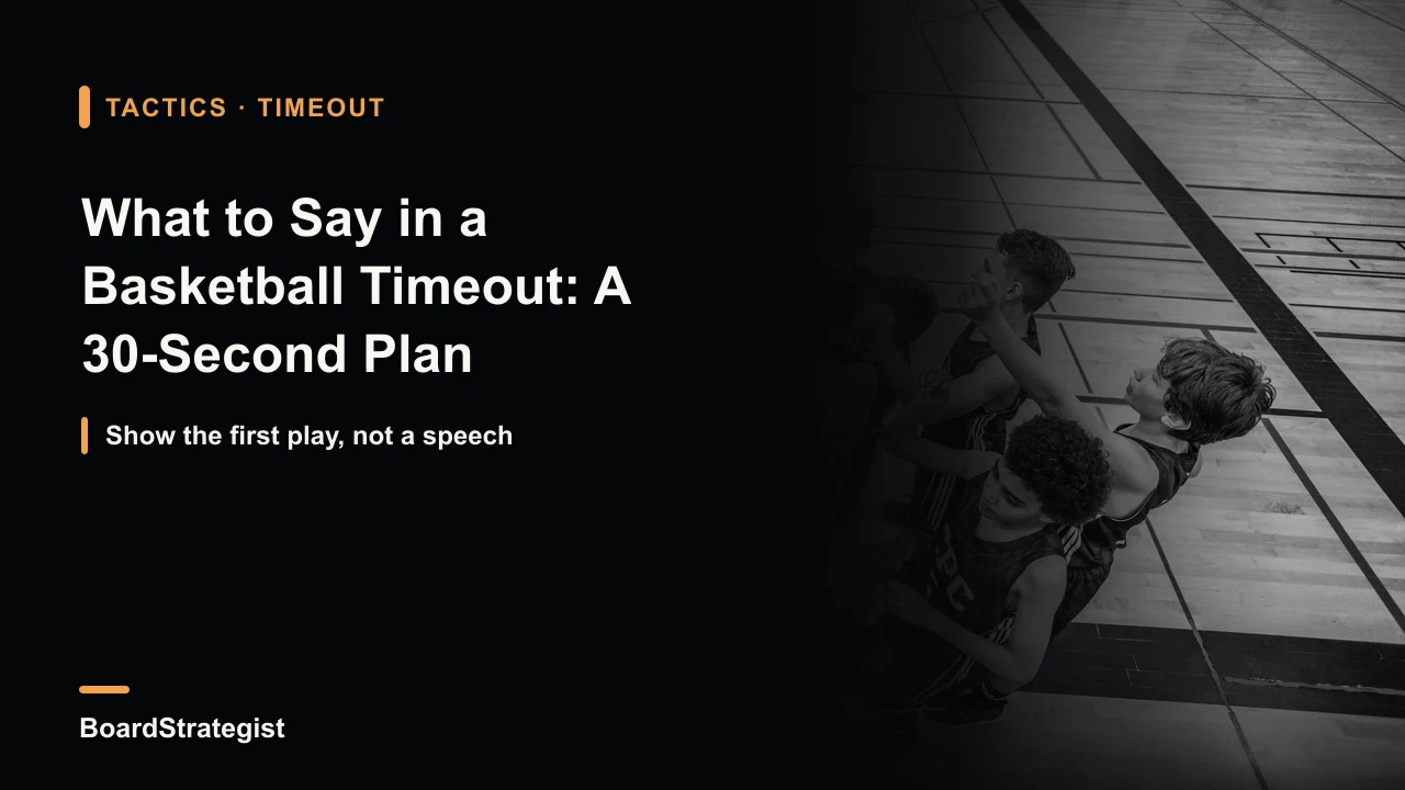 Basketball players gathered in a huddle, photographed from above.