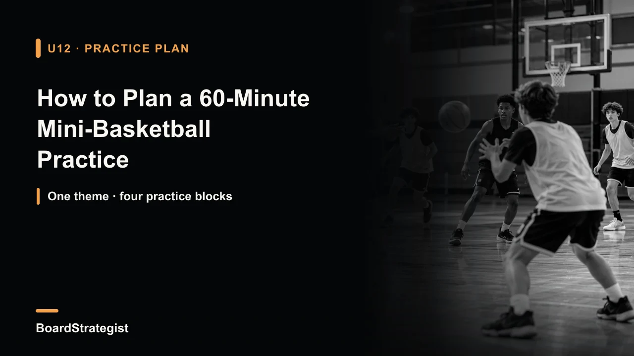 AI-generated cover photo of young basketball players practicing passing.